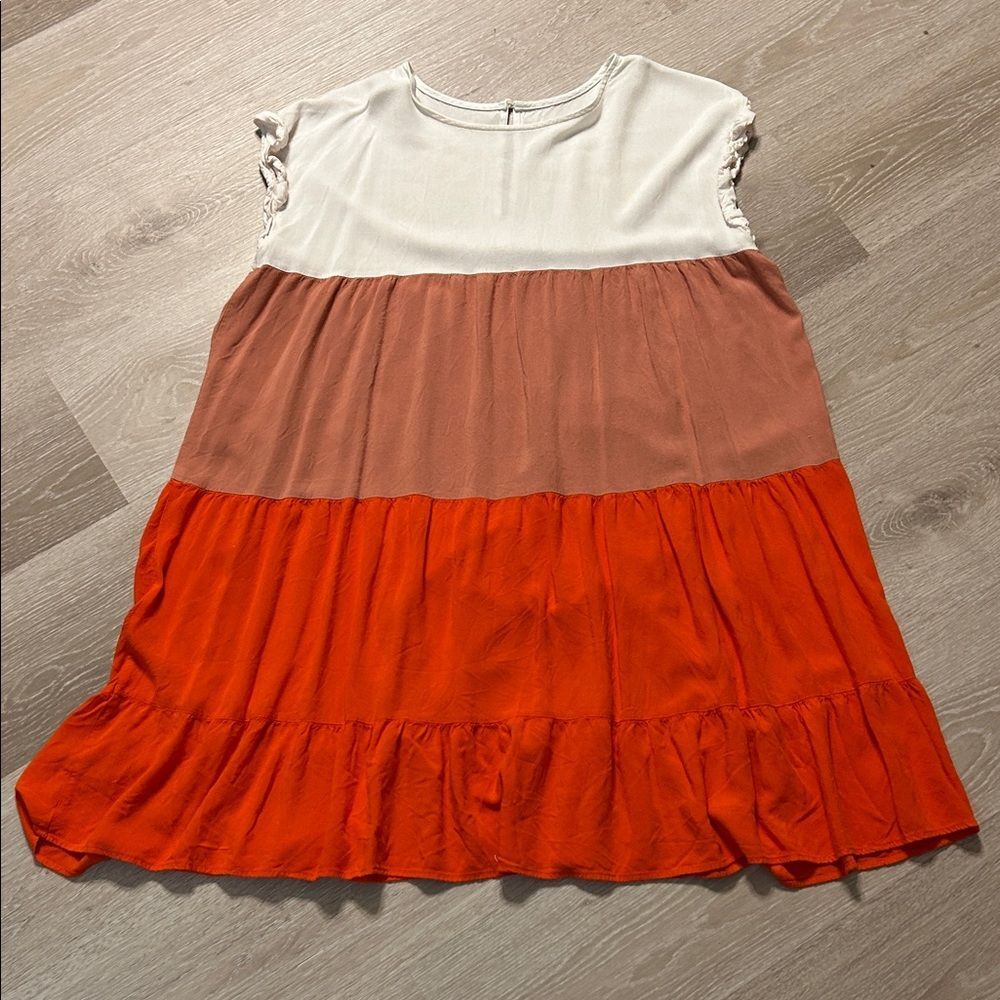 Anna-Kaci Tiered Ruffled Colorful Sleeveless Plus Size Dress Sz 2XL